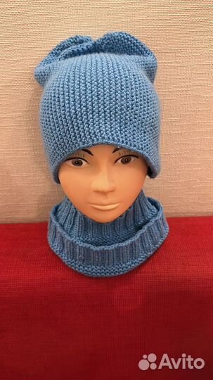 Шапка бини и снуд 5-8 лет