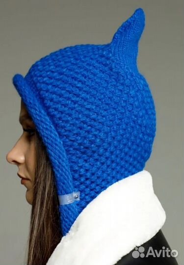 Шапка женская вязаная с ушками