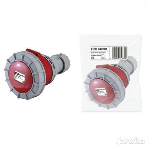 Розетка кабельная IP67 16А 3Р+ре 380В TDM