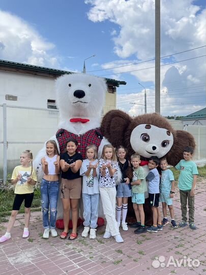 Белый Умка мишка и Чебурашка поздравление Аниматор