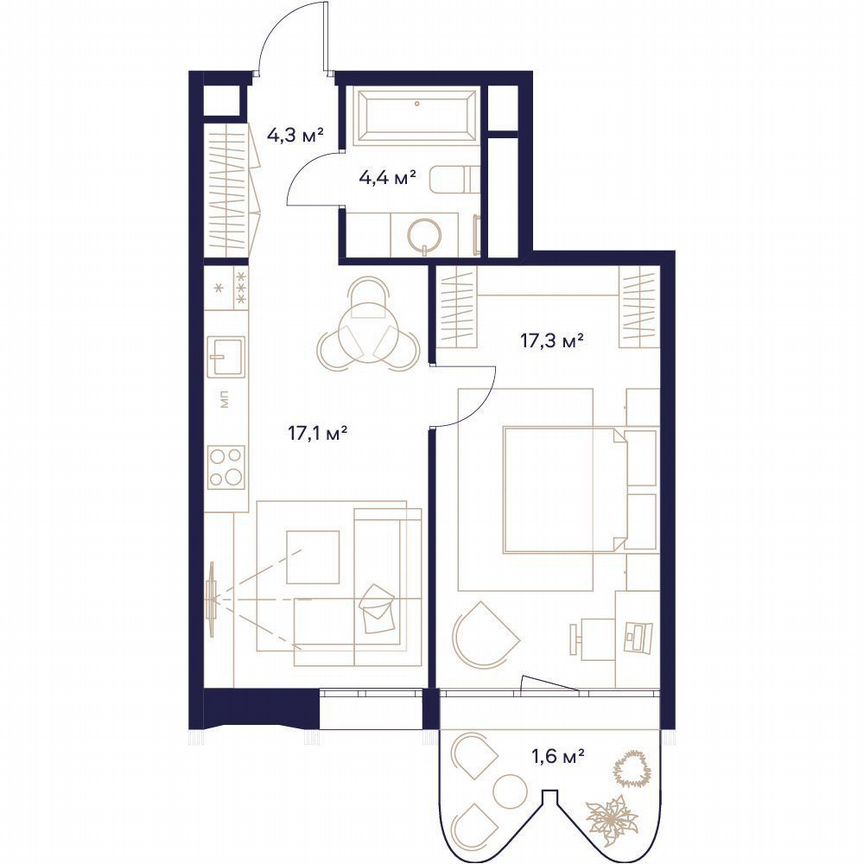 1-к. квартира, 44,8 м², 19/24 эт.