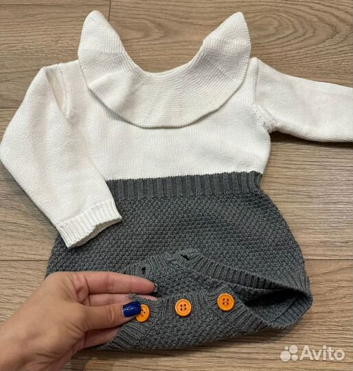 Шикарный вязанный Боди на девочку 68-80