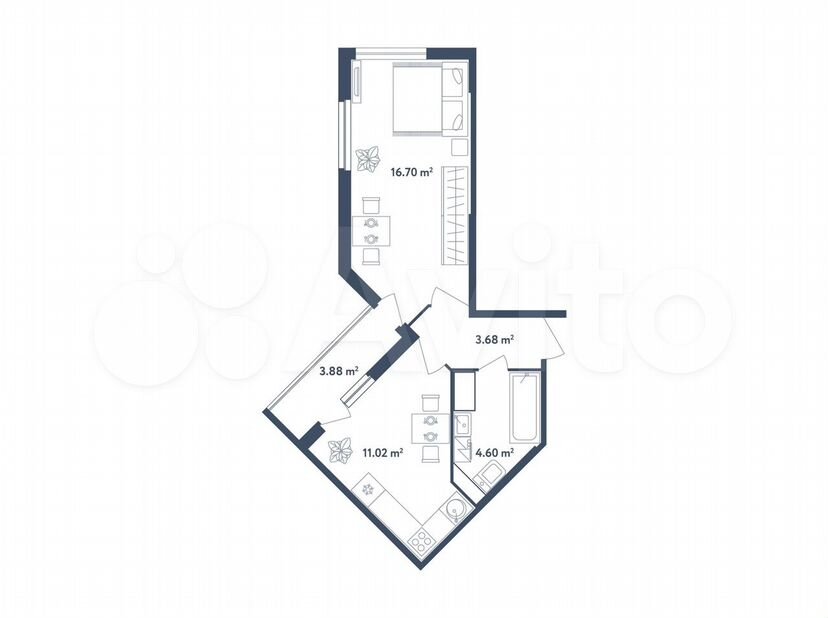 1-к. квартира, 37,9 м², 2/4 эт.