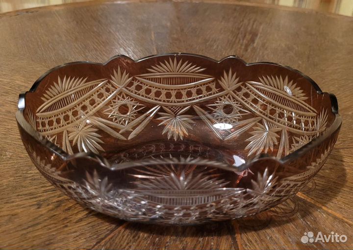 Ваза для фруктов и конфет цветной хрусталь