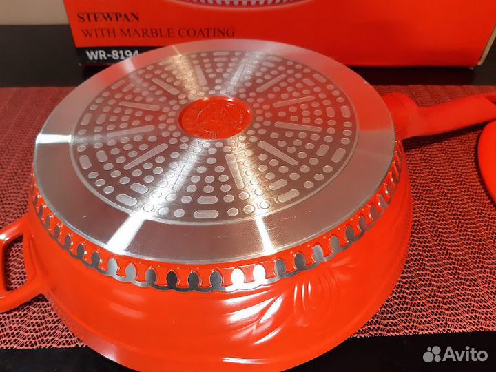 Сотейник RED princess с мрам. покр. Winner 28 см