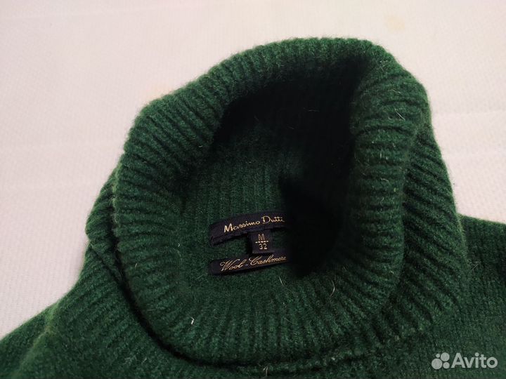 Massimo Dutti шерсть кашемир зелёный свитер