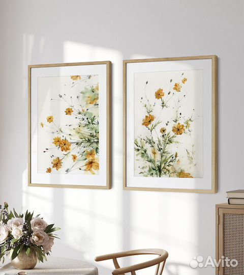 Картины акварелью, постеры на кухню 2 шт. 42х30 см