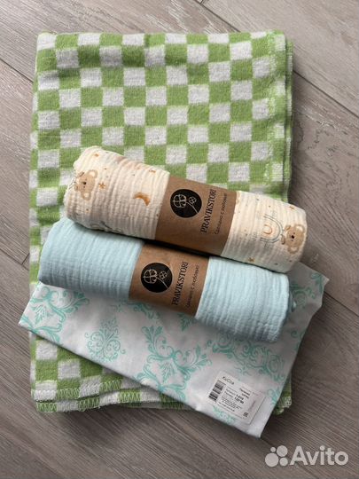 Одеяло байковое детское новое+ пеленки. Пакетом