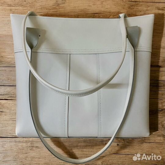Сумка женская шопер из натуральной кожи белая
