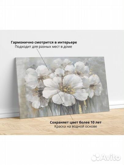 Интерьерная Картина Белая Рапсодия размер 60х90 см