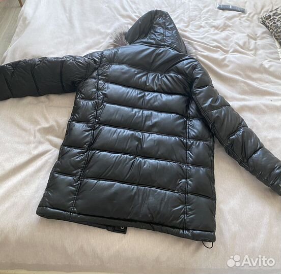 Мужской кожаный пуховик 54 56