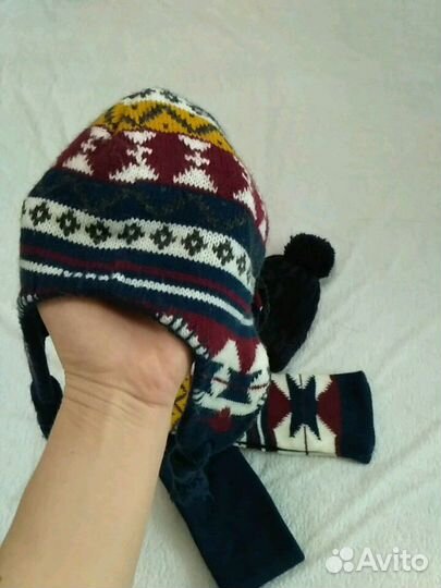 2 Шапки Rebel, Next зима с шарфом комплект на флис