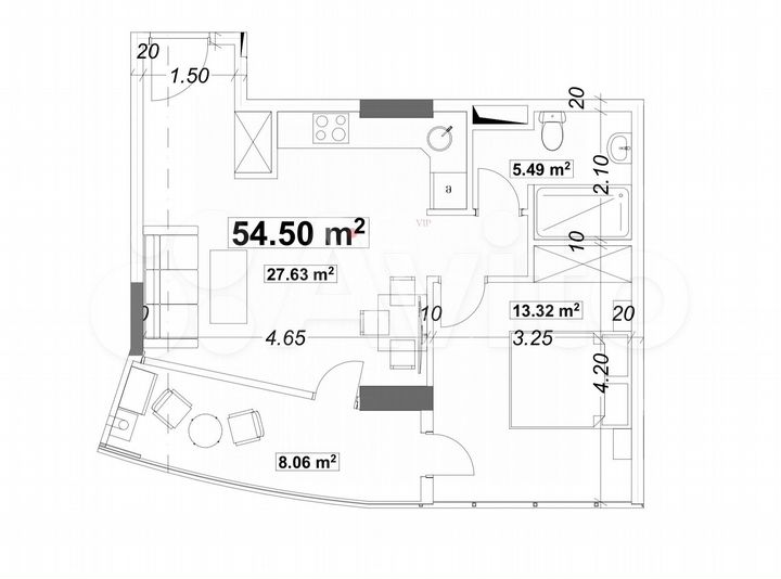 2-к. квартира, 54,5 м² (Грузия)