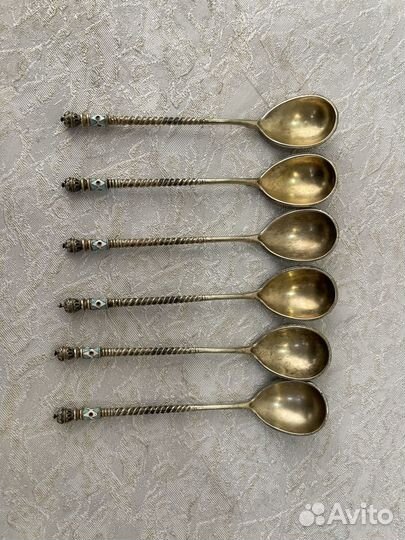 Серебряные ложки эмаль 84 проба
