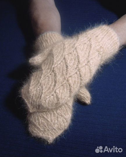 Варежки женские из собачьей шерсти Золотые дюны