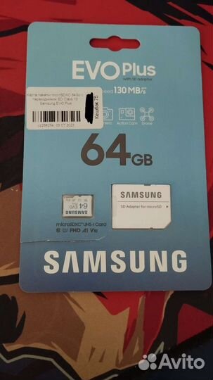 Карта памяти micro sd 64 samsung EVO plus