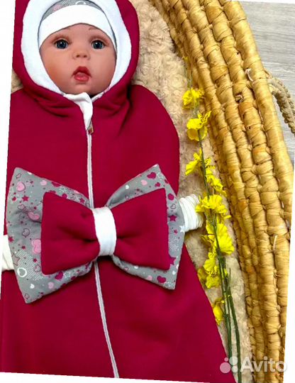 Конверт на выписку новорожденного комплект весенне-летний (малиново-красный)