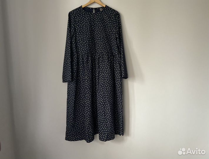 Новое платье оверсайз в цветочек хлопок синее