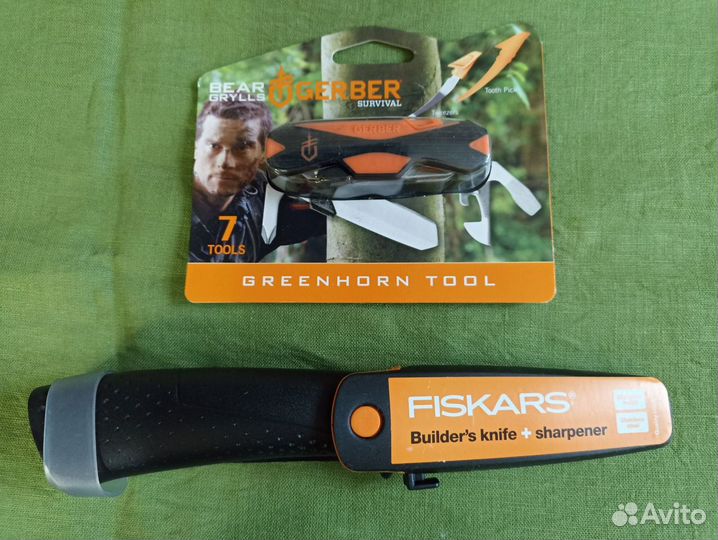 Набор: нож с точилкой Fiskars и мультитул Gerber