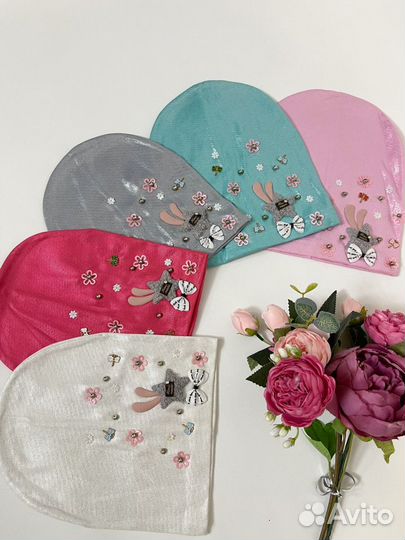 Новая трикотажная шапка для девочки 5-10 лет