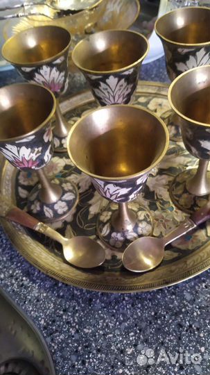 Поднос и 6 рюмок Индия