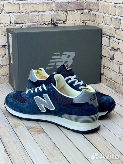 Кроссовки new balance 574 синие сеточные