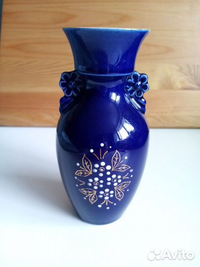 Ваза синий кобальт золочение