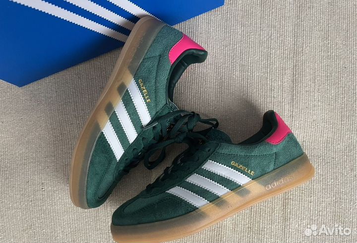 Кеды Adidas Gazelle Indoor Green Lucid Pink