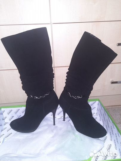 Сапоги 38-39р. Натур.велюр 100