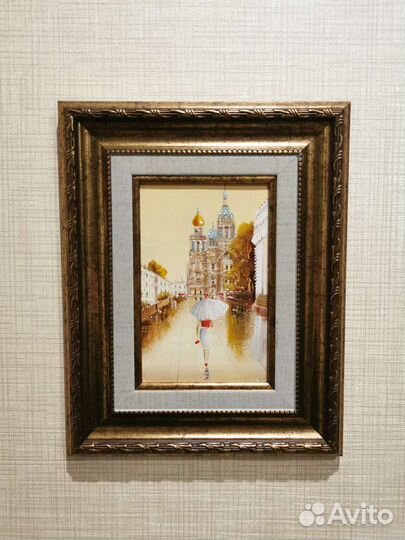 Картина маслом Девушка с зонтиком (с доставкой)