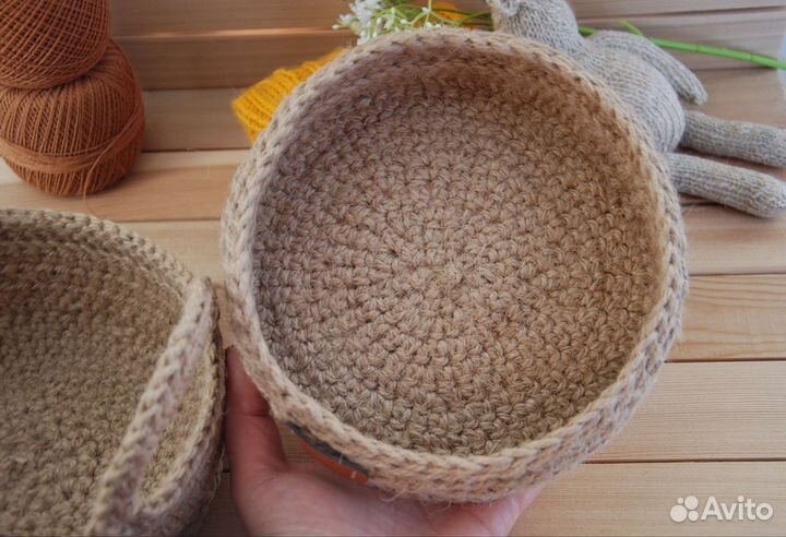 Вязанные корзины интерьерные из джута