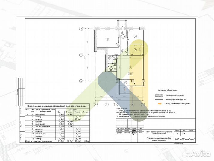 Проект перепланировки нежилых помещений