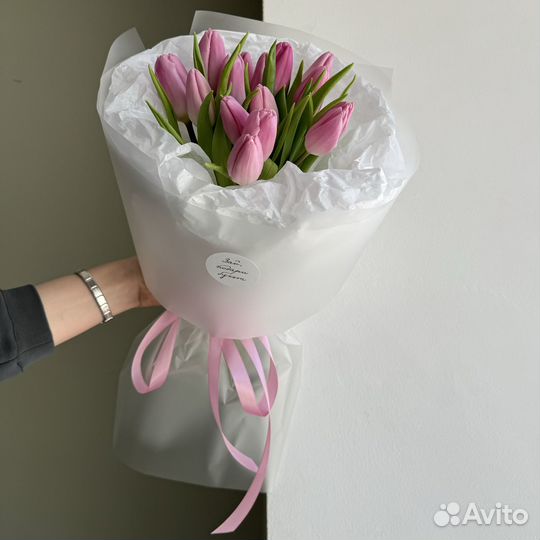 Букет 15 розовых тюльпанов