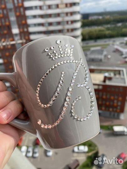 Кружка со стразами ручная работа