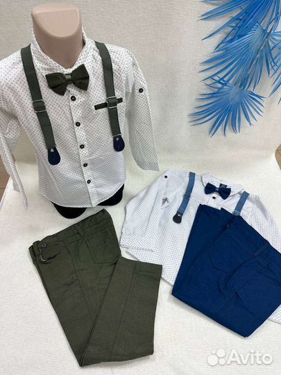 Турецкий комплект рубашка, брюки, подтяжки,бабочка
