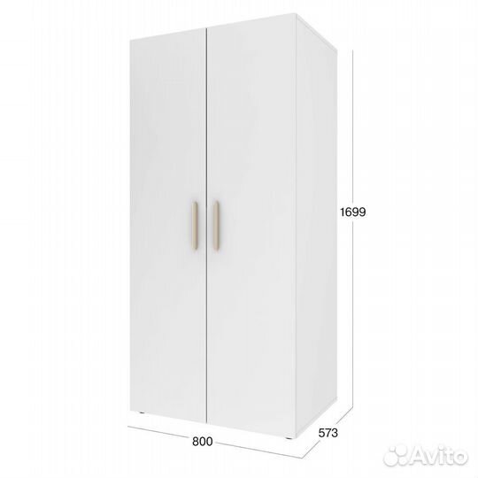 Шкаф распашной Алекс, Двухдверный, со штангой, Бел