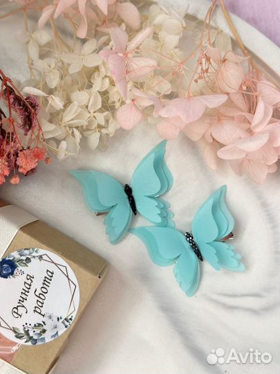 Заколки бабочки шифоновые