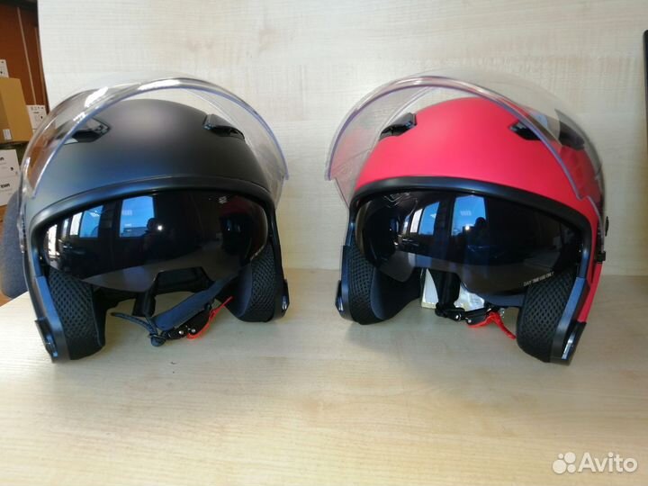 Мото шлем открытый с двойным визором