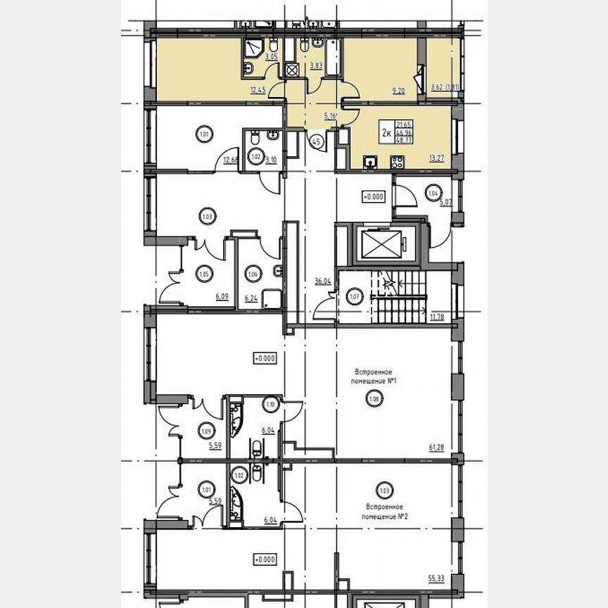 2-к. квартира, 48,8 м², 1/12 эт.