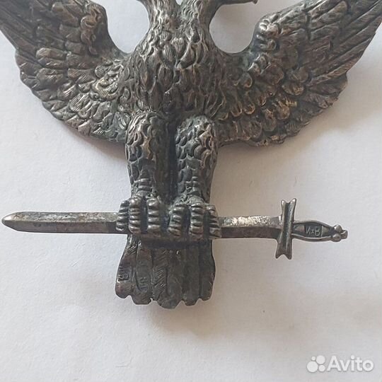 Знак,двуглавый орел С мечем,серебро,ихв.84 проба