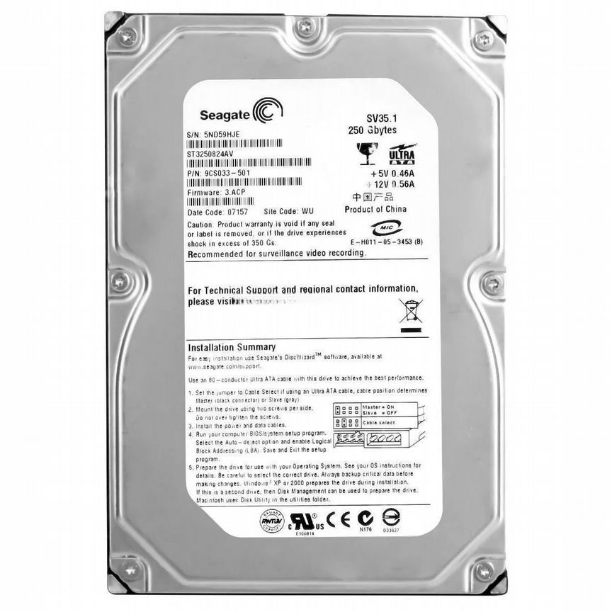 [ST3250824AV] Жесткий Диск Seagate 250gb 3.5" Hdd St3250824av