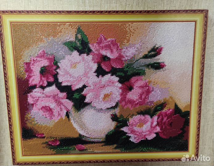 Алмазная мозаика 40х50, готовая (цветы)