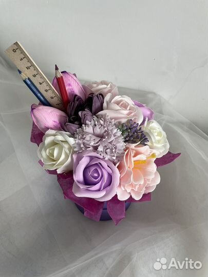 Букеты из мыльных цветов для учителя