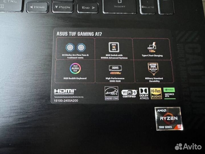 Ноутбук asus TUF Gaming A17 FA707NU-HX052