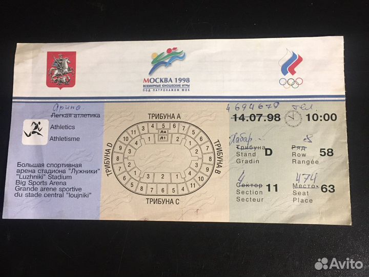 Билет на всемирные юношеские игры, 1998