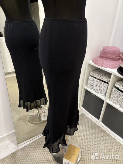 Шелковая винтажная юбка, косой крой 44 46