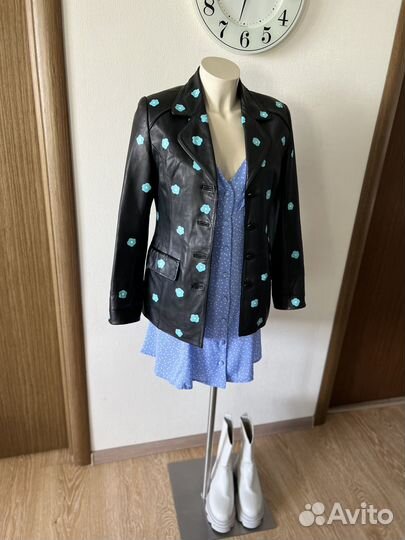 Пиджак винтажный из натуральной кожи, 42-44
