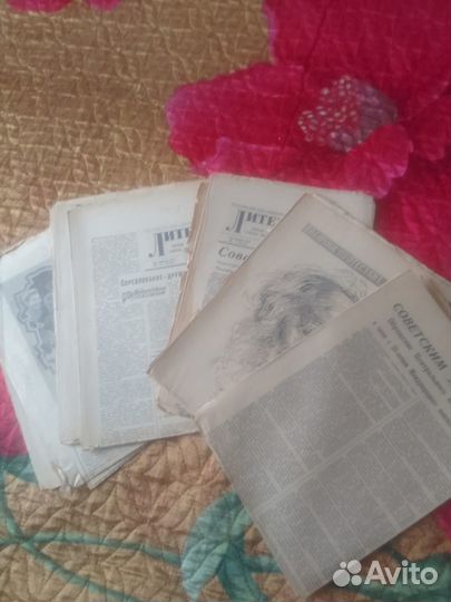 Антикварная Литературная газета 1960-е гг,описание