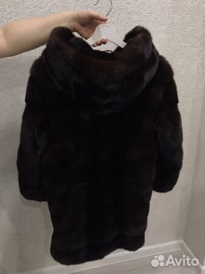 Шуба норковая с капюшоном