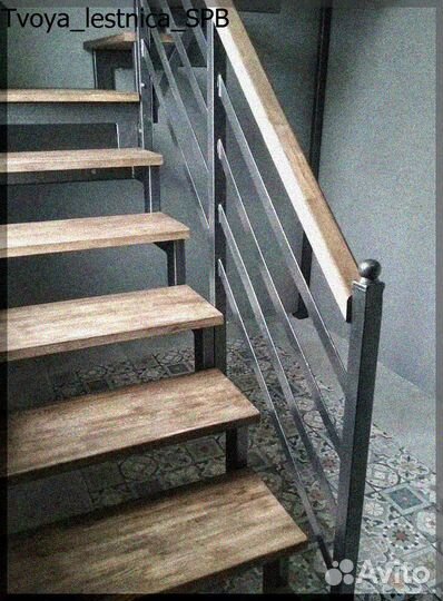 Лестница на металлокаркасе под ключ